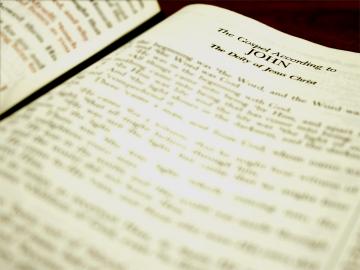 Image of a Bible open to the Gospel of John